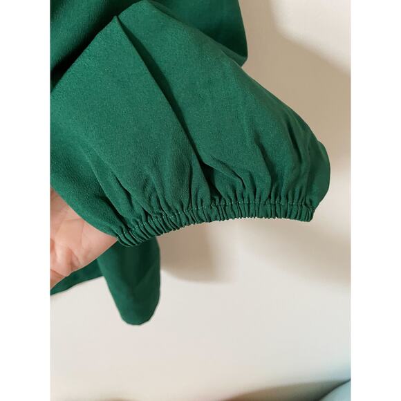 J. Crew Keyhole Long Sleeve Blouse Green Size Large Tall NEW - Picture 6 of 9